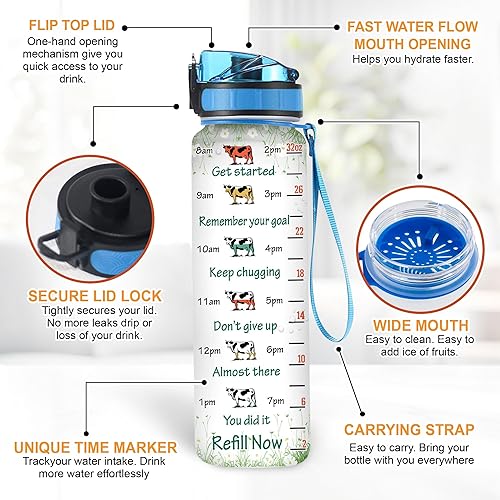 Vista 96 de Hyturtle Botella de agua motivacional personalizada con texto en inglés "I Know I Hunt Like A Girl" de 32 onzas, nombre personalizado con marcador