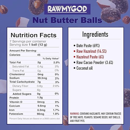 Miniatura 2 de RAWMYGOD Bolas de mantequilla de nuez, sin gluten, veganas, sin azúcar añadida, paquete de 4 bolsas, 7 bolas por bolsa resellable (paquete de 4,