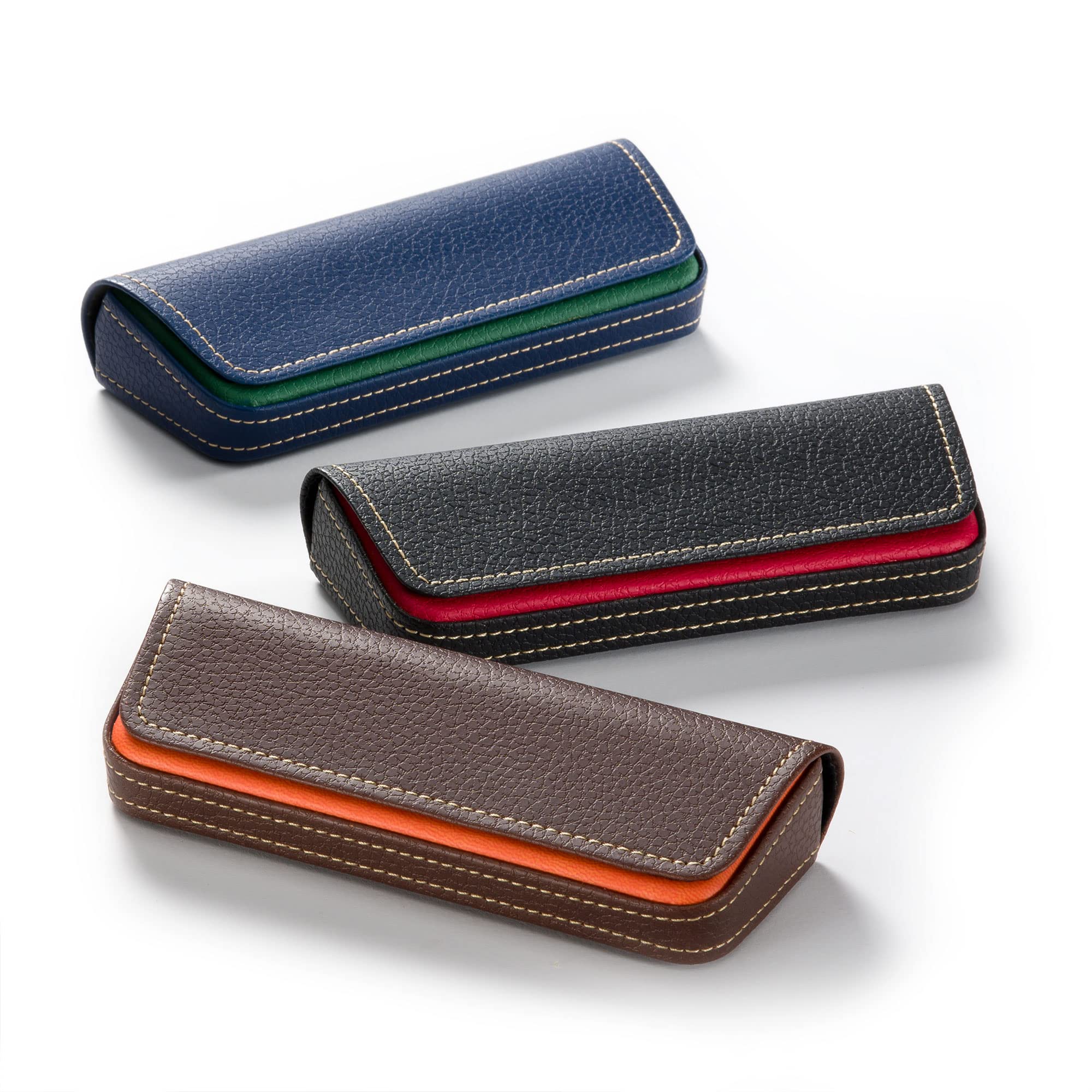 FEFI - Elegante custodia per occhiali in pelle bicolore