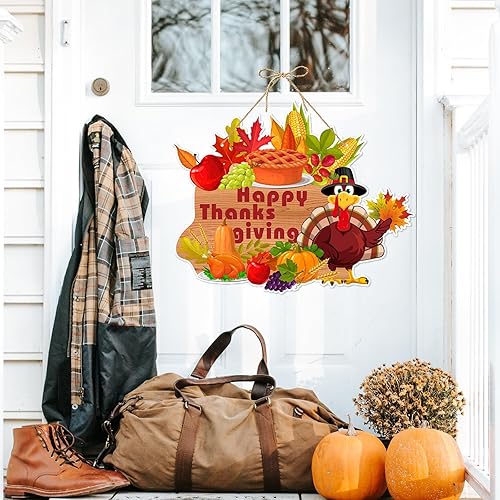 Miniatura 5 de Decoración de otoño para colgar en la puerta delantera del hogar de Acción de Gracias, 3 piezas de otoño, calabaza, pavo, hojas de papel naranja,