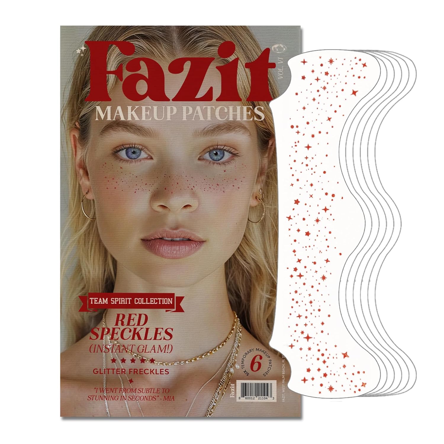 Fazit Beauty Face Makeup Patches – Waterproof Red Speckles – Temporary – 6 Count