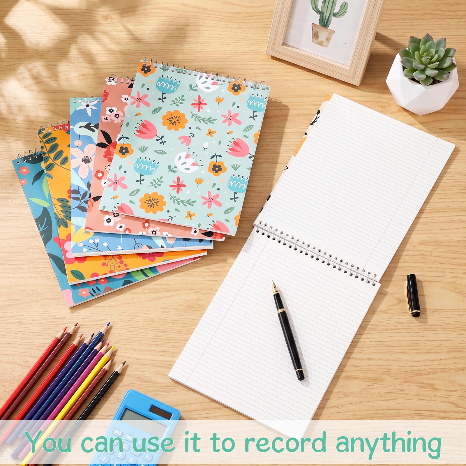Maitys 6 quaderni legali a spirale Steno da 21,6 x 27,9 cm, rilegatura superiore a spirale, copertina rigida, blocco note a righe, 70 fogli, per scuola, ufficio, università, casa (multicolore, stile