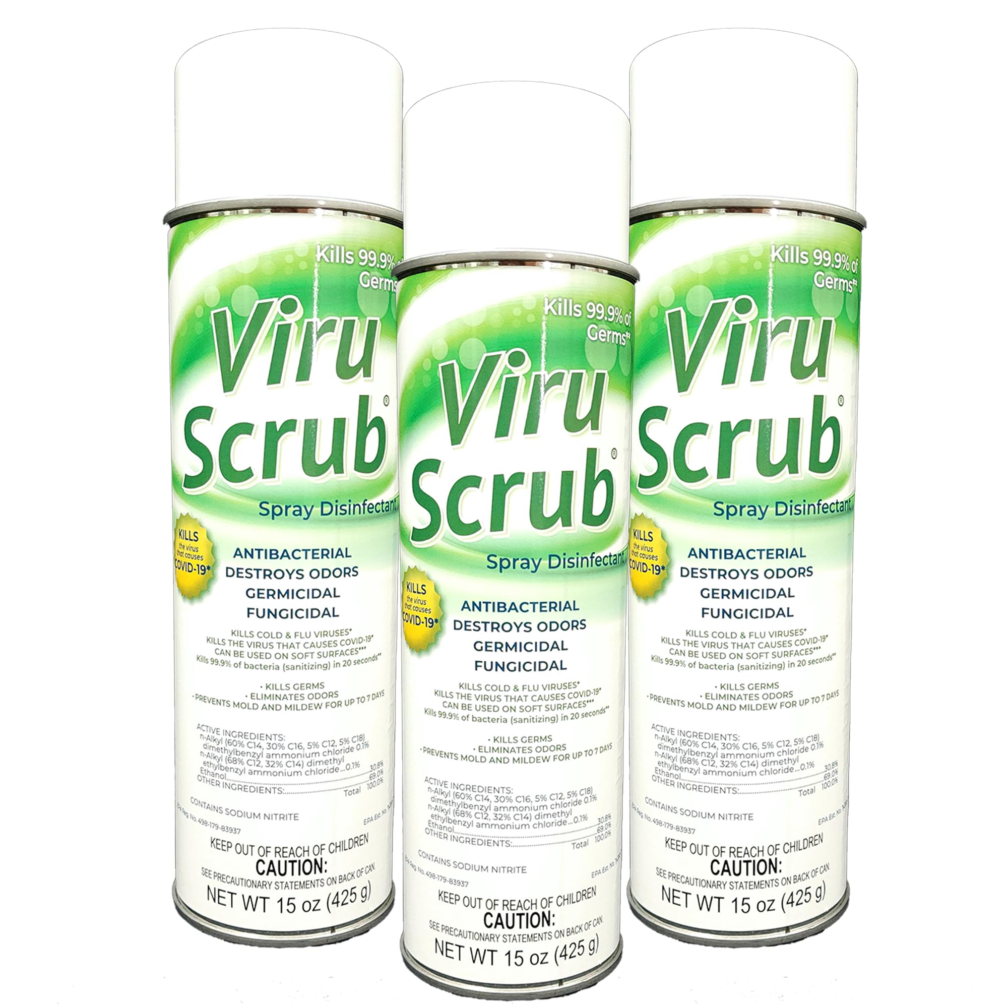 ViruScrub Aerosol Hospital Grade MRSA Disinfectant Spray Ready-To-Use Citrus Scent 3 Pack