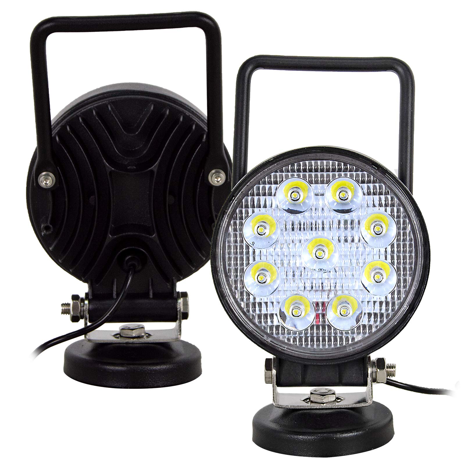 PICAA 2 luces LED luz de trabajo 4 pulgadas 27W portátil 12V 24V Foco Luz de trabajo impermeable Base magnética LED Faro para Tractor Remolcador Carretilla elevadora ATV Camión Offroad 4x4