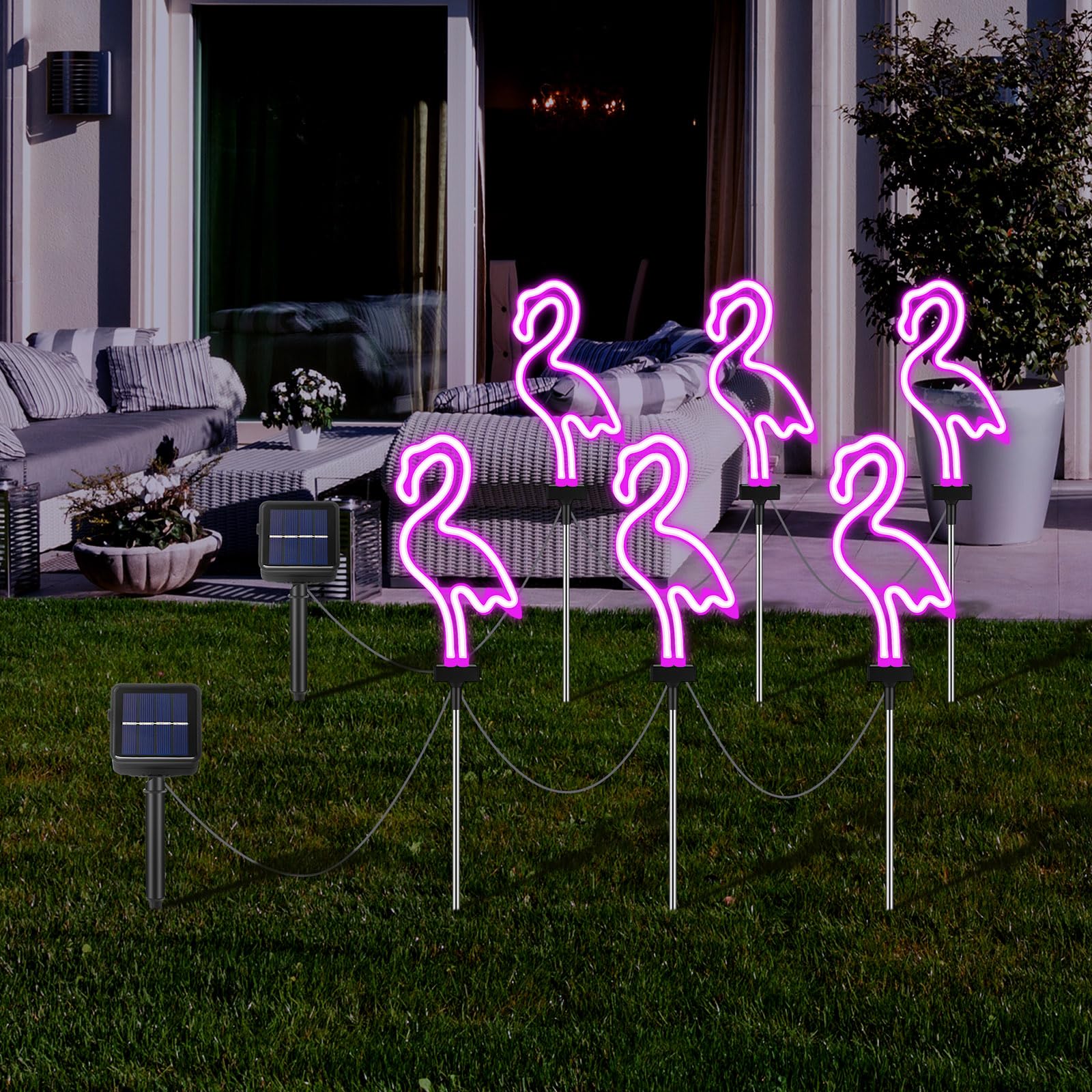 ソーラー IP65防水 LED 取付簡単 フラミンゴガーデンライト 三つセット フラミンゴガーデンライト 三つセット ソーラー IP65防水 LED 取付簡単