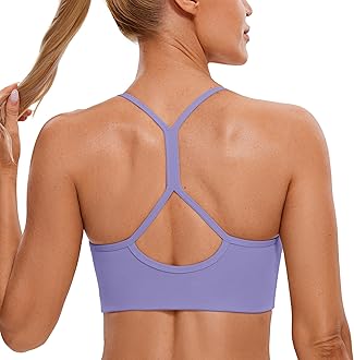 CRZ YOGA Butterluxe Womens High Neck Y Back Sports Bra - Padded Halter Racerback Spaghetti Thin Strap Workout Gym Top