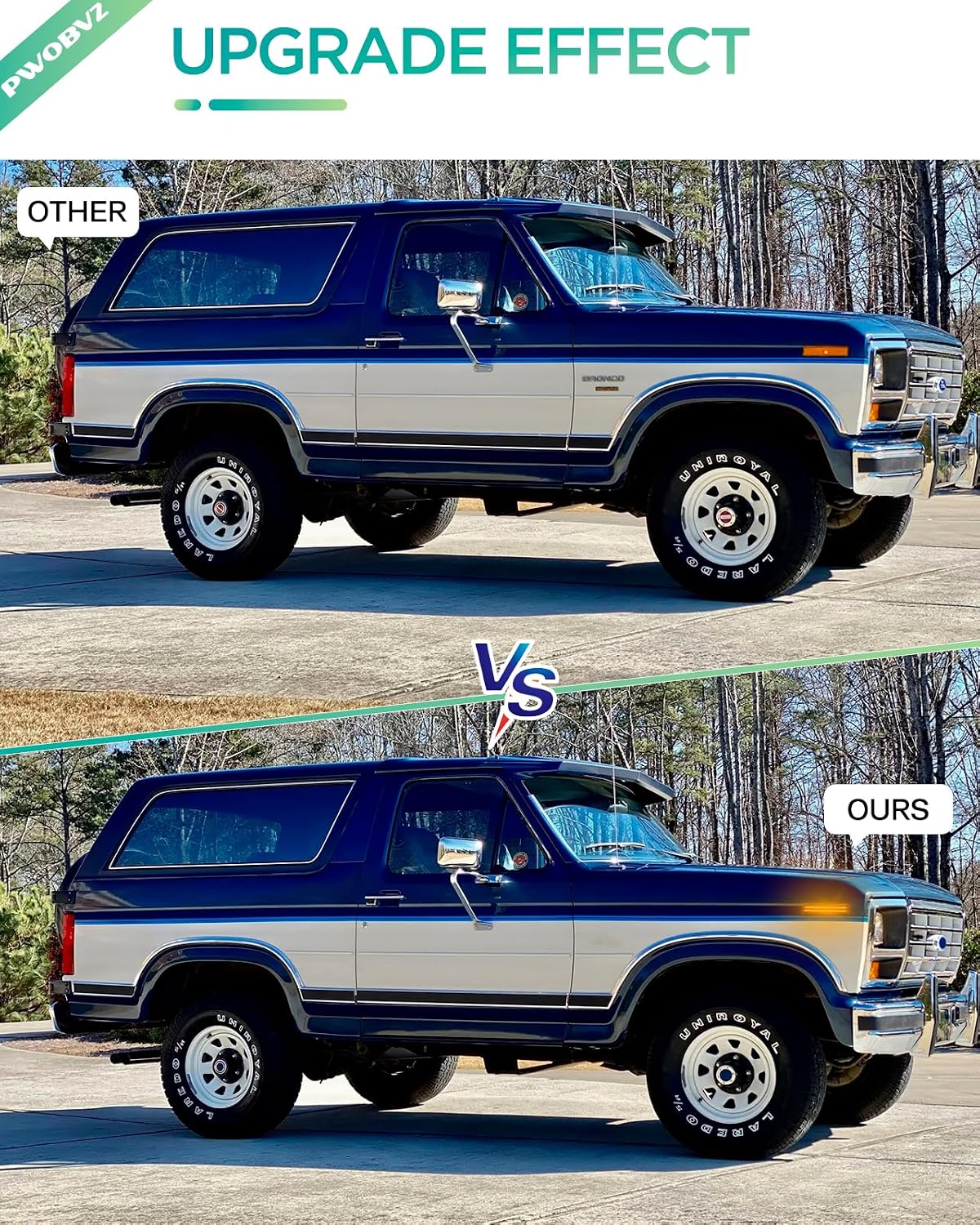 Amber Front Side Marker Lights Compatible with 1980-1986 Ford Bronco F150 F250 F350 Pickup Truck SUV, Side Bumper Marker LED Lamp, Smoked Lens 2PCS