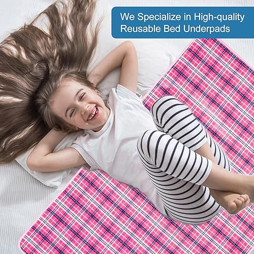 Miniatura 36 de OUTCREATOR Almohadillas de cama lavables de 34 x 56 pulgadas (paquete de 2), protector de colchón para incontinencia, almohadillas impermeables