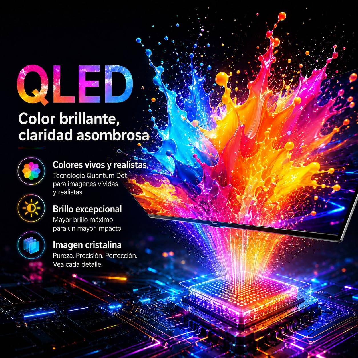 TuTu TU25Q1FQ-T8 Smart TV 25 Pulgadas (64 cm), QLED Full HD Televisor con Tizen OS, Wi-Fi, Bluetooth, App Store, Airplay, Sintonizador Digital, Prime Video, Netflix, Pluto TV y Más