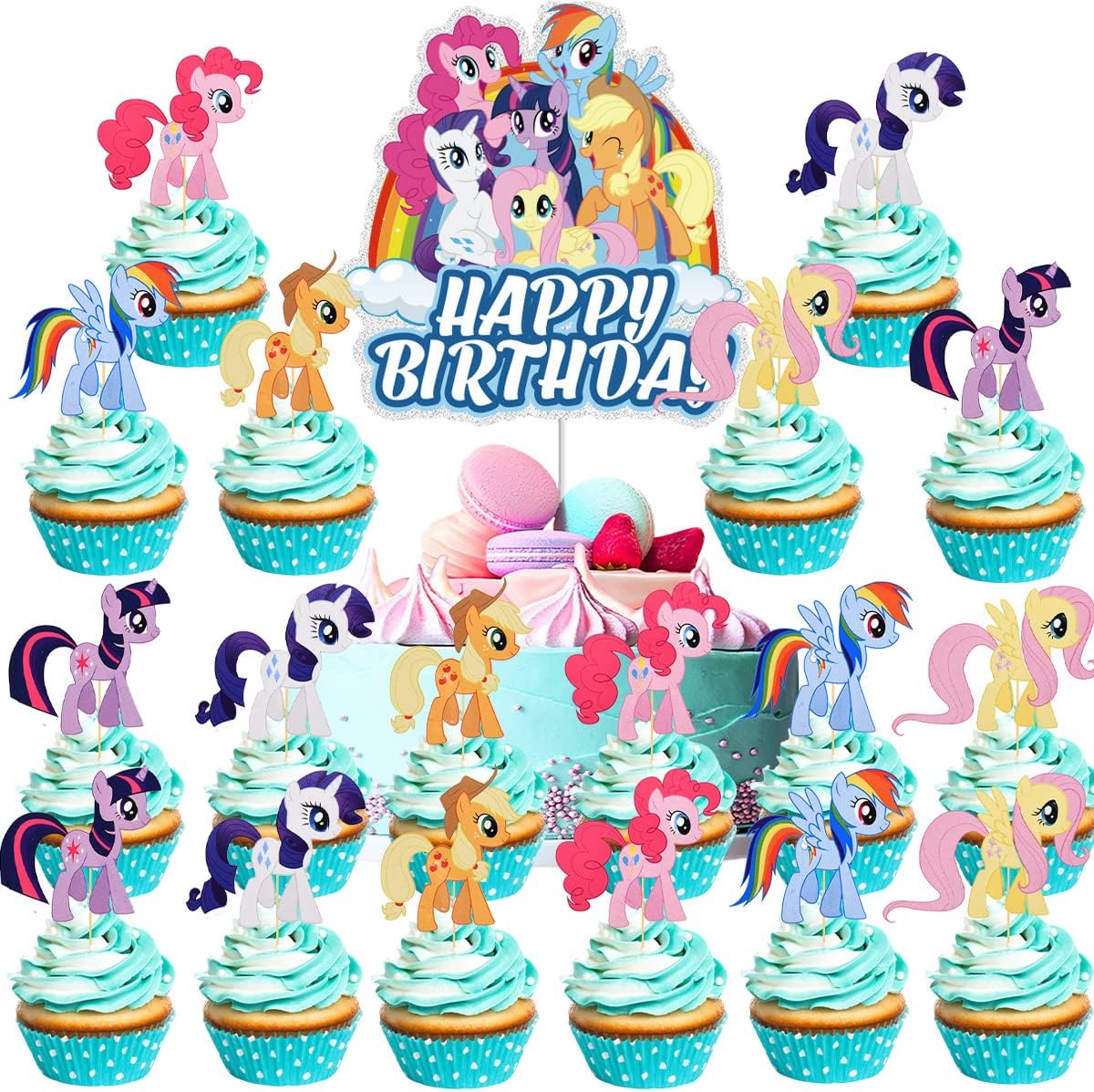 25 Bunte Torteneinleger – Kuchen Dekorieren Leicht Gemacht, 16 Cm, Aus PET & Holz, Lebensmittelecht, Für Geburtstag, Party, Hochzeit – 5 Farben