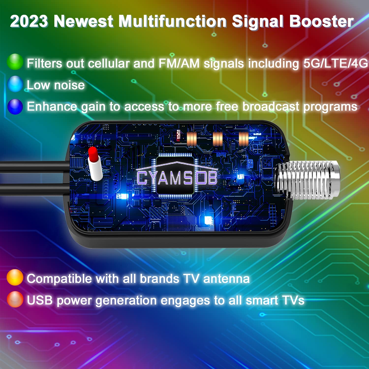Antena digital actualizada 2023 para TV con potente amplificador que funciona con televisores inteligentes y antiguos
