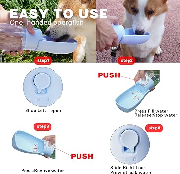 Katlanabilir Köpek Su Şişesi, Taşınabilir Köpek Su Sebili, Köpek, Kedi, Rabbti, Köpek Yavrusu ve Yürüyüş, Seyahat için Diğer Küçük Hayvan için Açık Pet Su Şişesi. Bulaşık Makinesinde Güvenli,