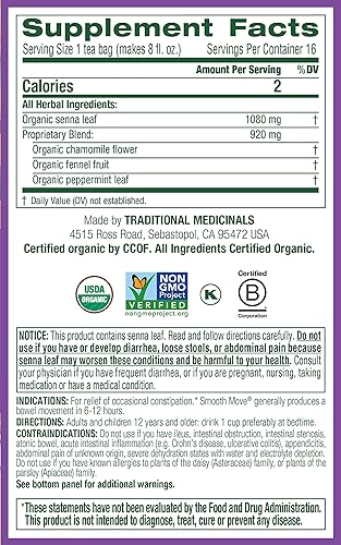 Miniatura 3 de Traditional Medicinals Move orgánico suave con té de hierbas Senna alivia el estreñimiento ocasional paquete de 3 - 48 bolsas de té en total