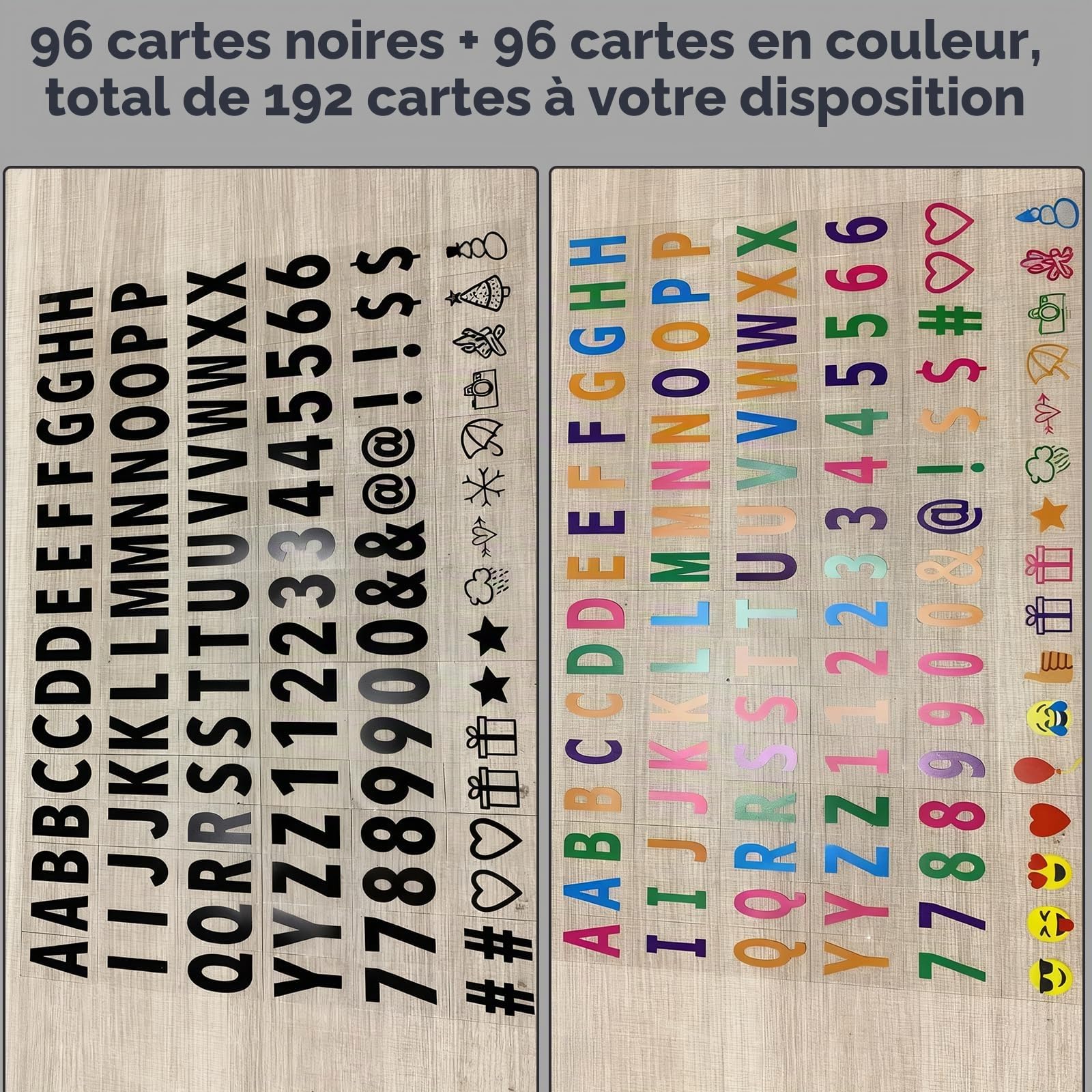 Boîte lumineuse LED avec 16 couleurs changeantes, 4 modes flash, 104 lettres + 88 emojis numérotés, 192 cartes transparentes, boîte lumineuse A5 pour filles et adolescents, mariage, fête