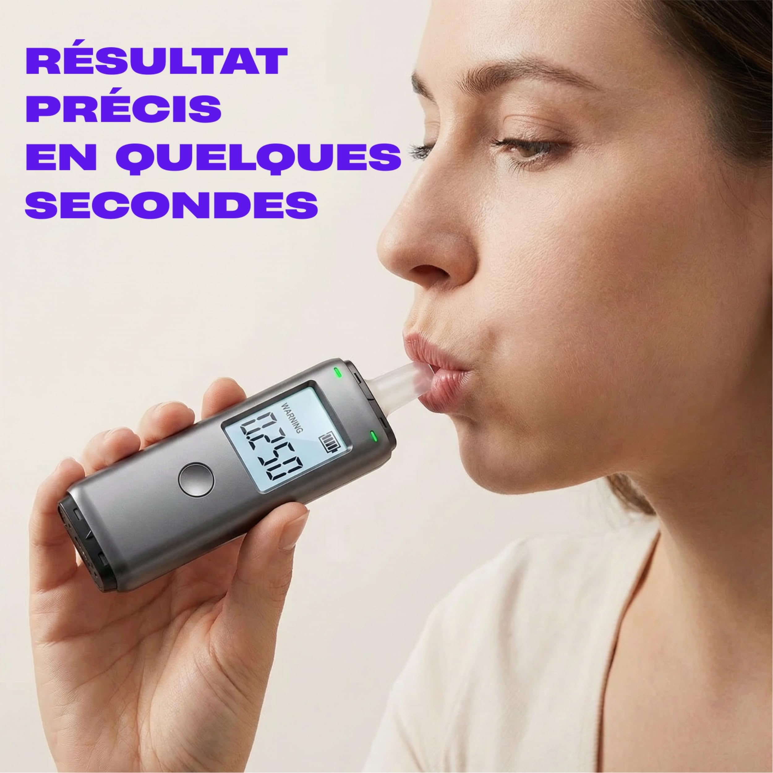 Éthylotest Électronique - Rechargeable USB – Affichage g/L Clair, Résultat Rapide, Écran LCD - Compact & Portable - Embouts Hygiéniques – Test Taux d'alcool - Alcootest Personnel