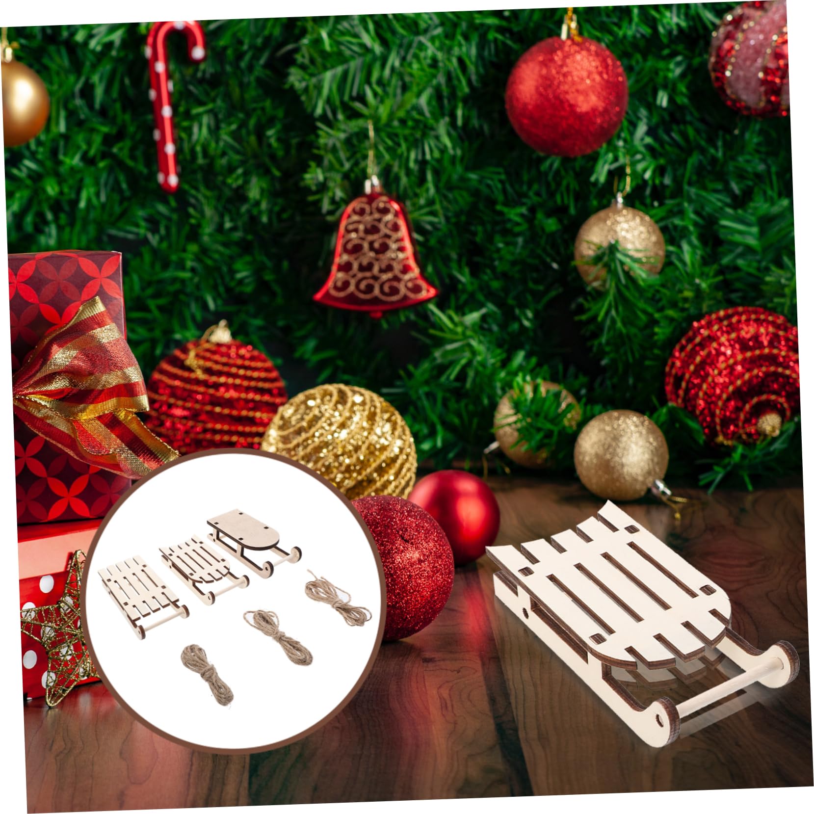 MAGICLULU 5 Sätze Weihnachtsschlitten Ornamente Mini Weihnachtsdekoration Für Den Schreibtisch Weihnachtsschmuck Weihnachtsfenster Clips Tischschlitten Miniatur Vintage 12 Stück * 5