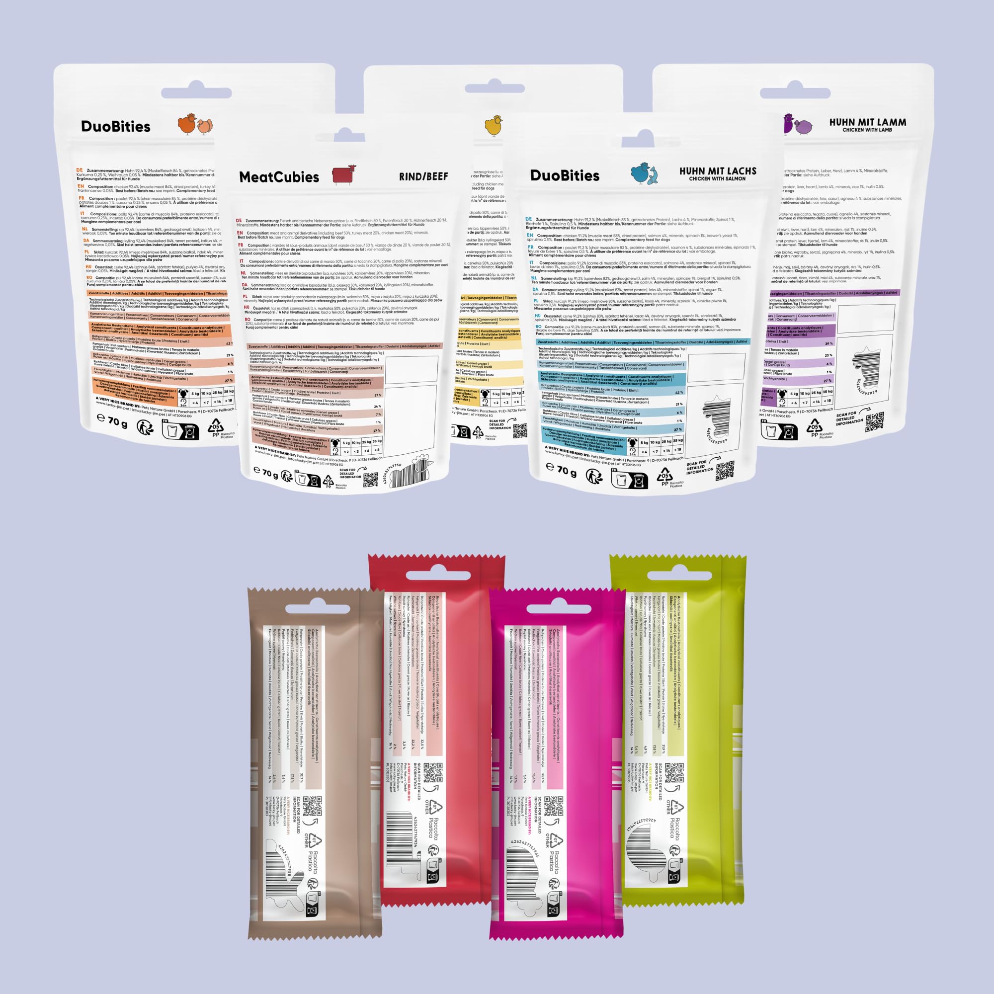LUCKY JIM Hunde Leckerlies im Kennenlern-Paket - getreidefrei, ohne Zuckerzusätze & mit hohem Fleischanteil für viel Protein - ideal zum genießen & knabbern oder als Hunde Trainingsleckerli