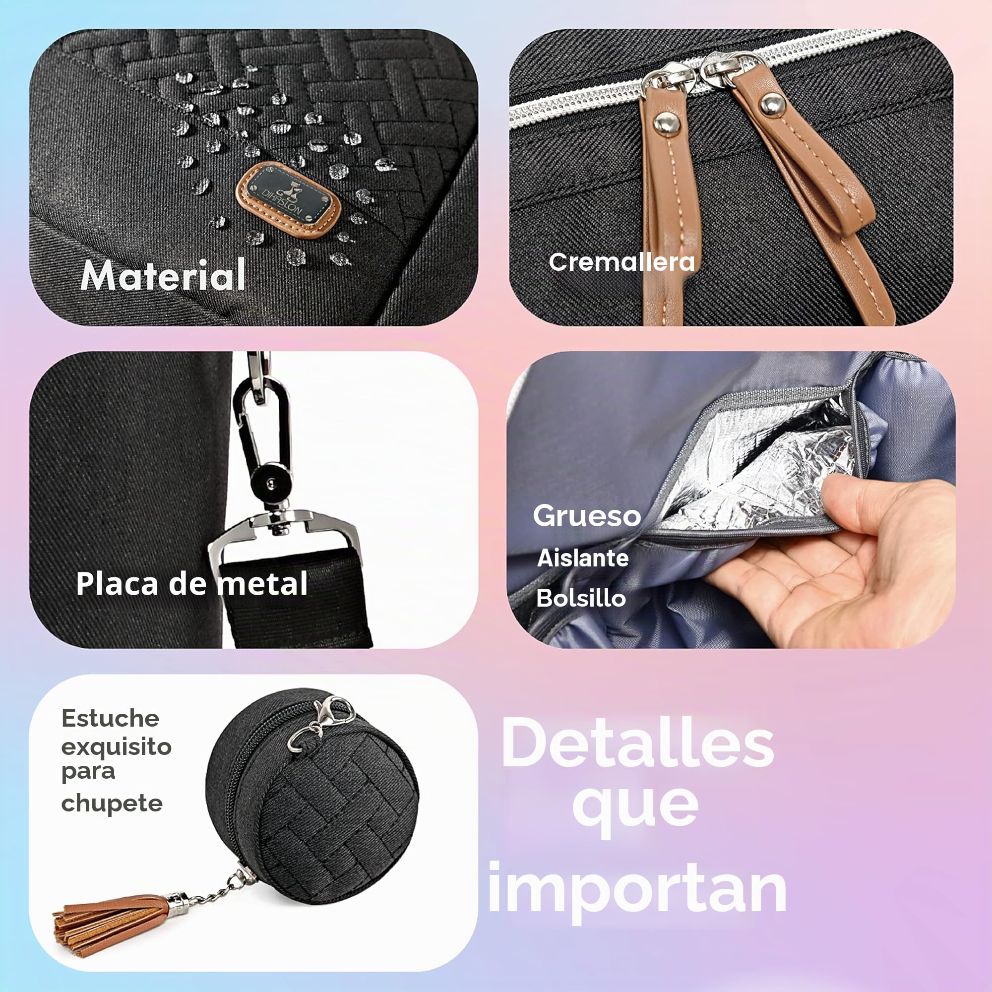Dikaslon Bolso cambiador para bebé, bolsos de pañales tamaño grande mamá y papá, bolso de mano elegante para viaje con porta chupete y cambiador