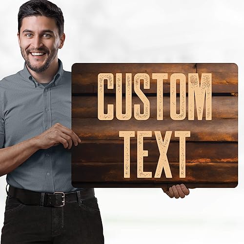 Miniatura 822 de My Sign Center - Letrero personalizado, 11 colores de fuente, 13 estilos de fuente, 4 opciones de agujero, 22 tamaños, 8 x 32 pulgadas, sin óxido,