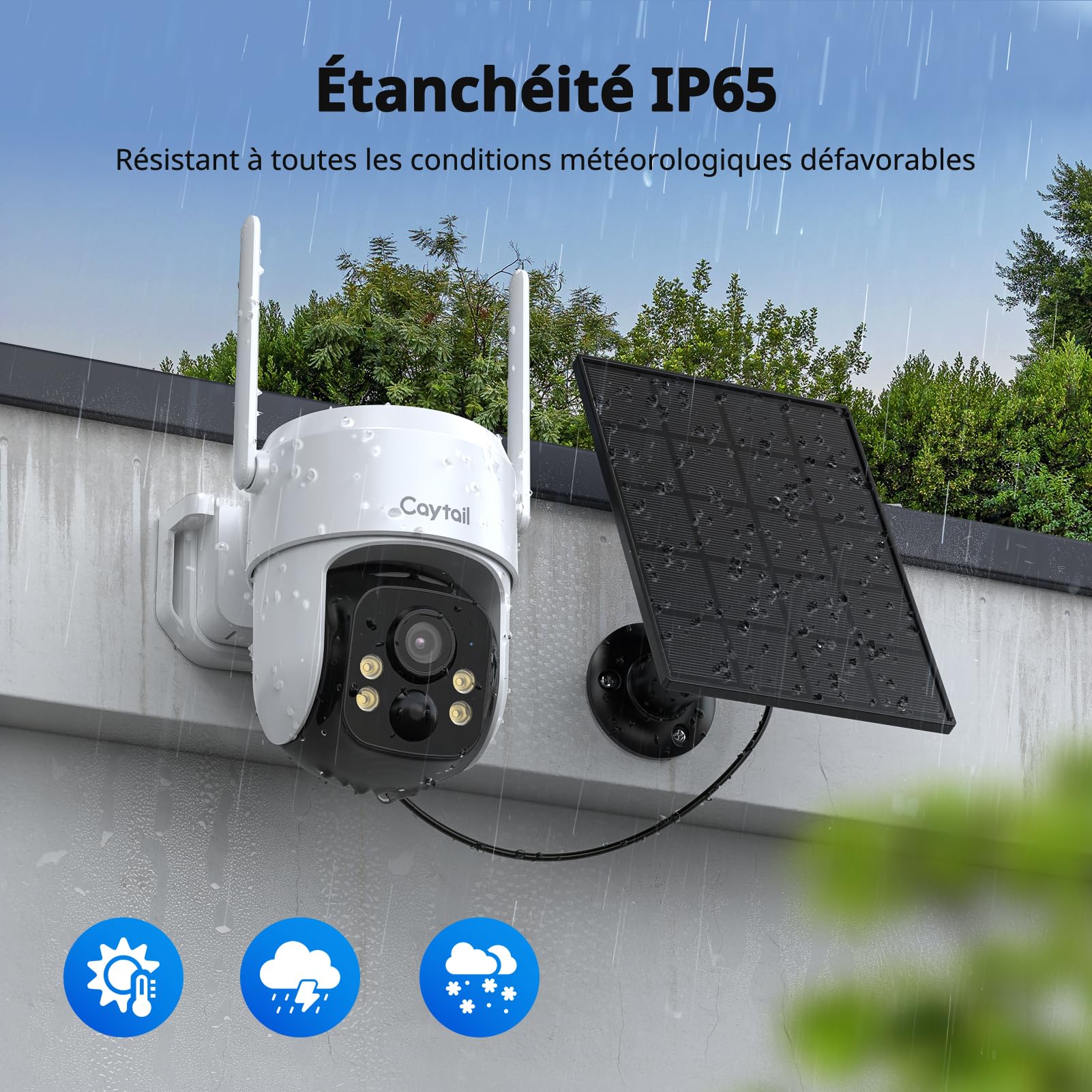 2K Camera Surveillance WiFi Exterieure sans Fil avec Panneau Solaire, 360° PTZ Camera Exterieur Batterie, 2.4Ghz, PIR Détection de Mouvement, Vision Nocturne Couleur, Audio Bidirectionnel