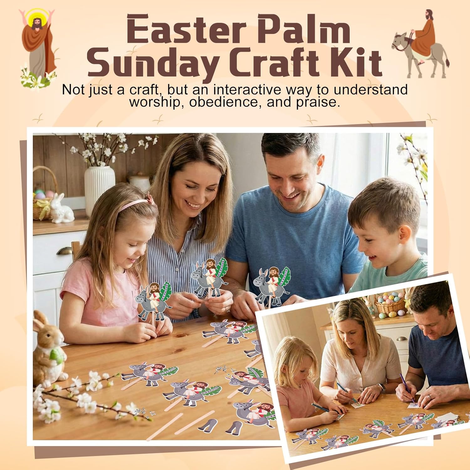 Motipuns 24 Set Easter Palm Sunday Crafts Kits Religious Hosanna Jesus Gifts Christian Party Favors Decorations for Sunday School Activities Church Home Supplies
