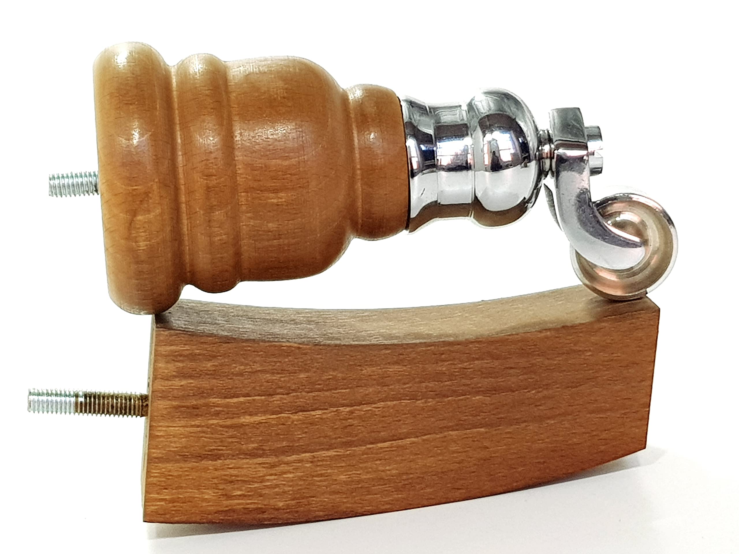 Knightsbrandnu2u 2x DARK OAK STAIN 165MM HIGH WOODEN FURNITURE LEGS WITH REPLACEMENT CHROME CAULDRON CASTOR & 2 CURVED BACK FEET SETTEE CHAIRS, SOFAS M8(8mm) TSP2007