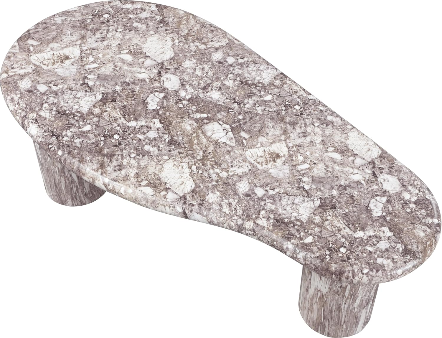 Meridian Furniture 99095Brown-CT Sassari Collection Art Deco Indoor/Outdoor Concrete Coffee Table in Brown Marble Finish, 47.5" W x 24" D x 16" H, Brown