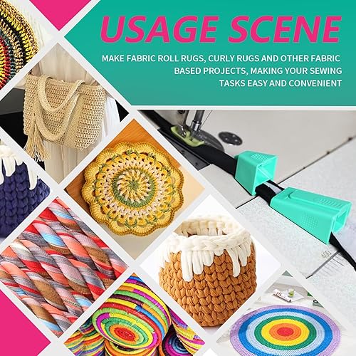 Miniatura 7 de TIGARI Máquina de cinta al bies, paquete de 2 tubos de tela para alfombras Jelly Rolls, herramienta con enhebrador de agujas y desgarrador de