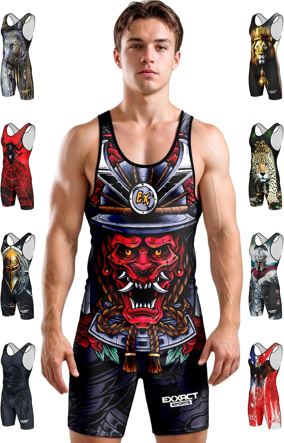 Exxact Sports Sublimated Adult & Youth Wrestling Singlet - Premium Powerlifting Singlet for Men & Boys, Unisex Singlets
