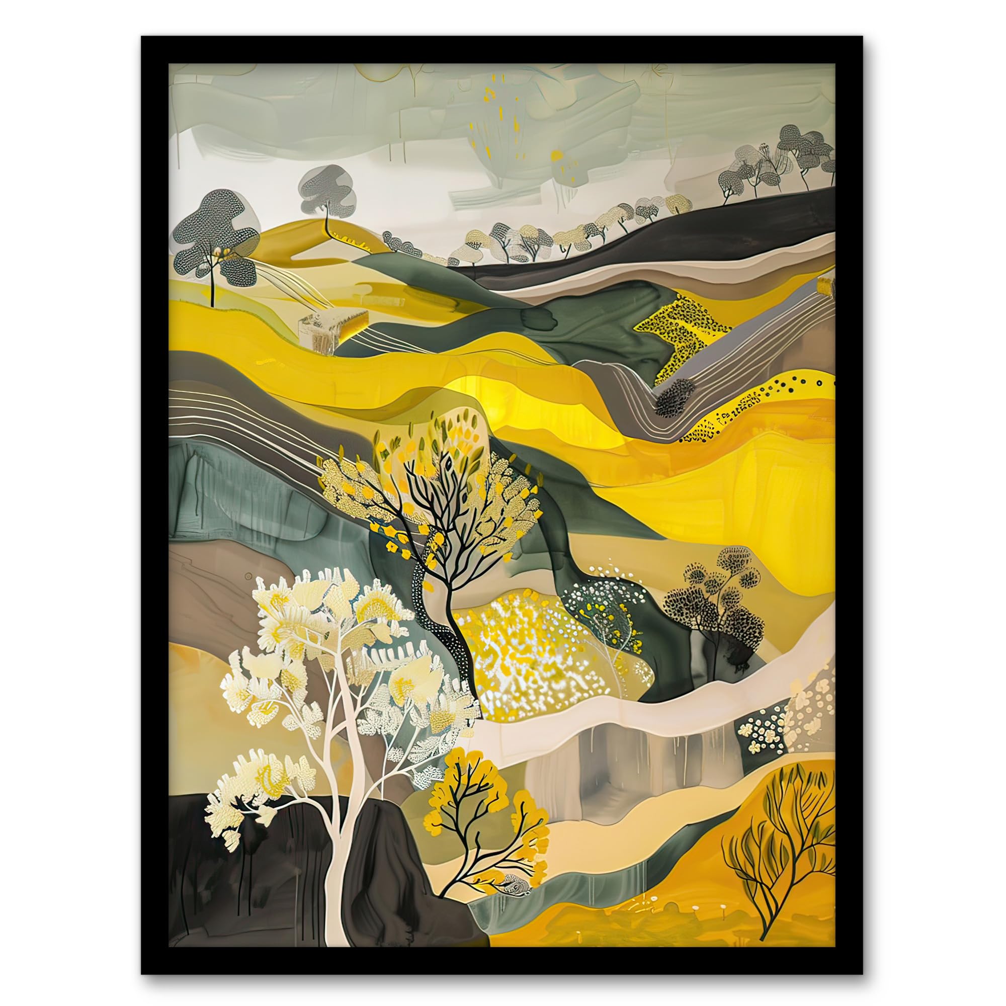 Cleveland Way North Yorkshire Moors Painting - Ochre Framed Art Print - Artery8
