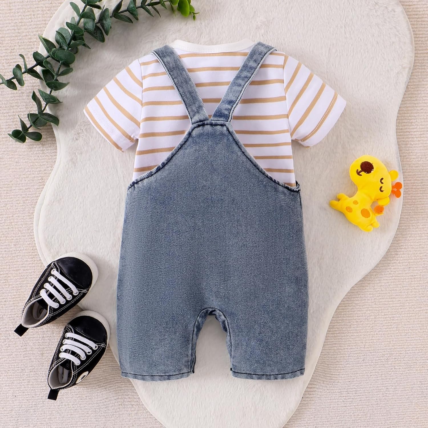 Baby Boy Clothes Newborn Striped Romper Summer Outfits + Infant Cartoon Animals Jeans Suspender Overalls 0-18 Months