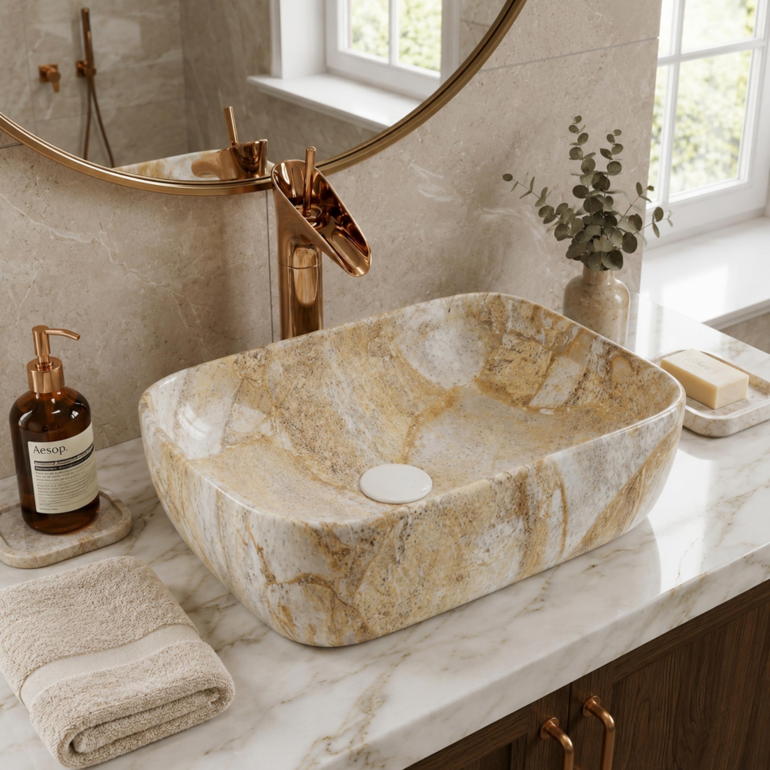 Reyal Grey Marble Wash Basin - Luxury Sink -16
