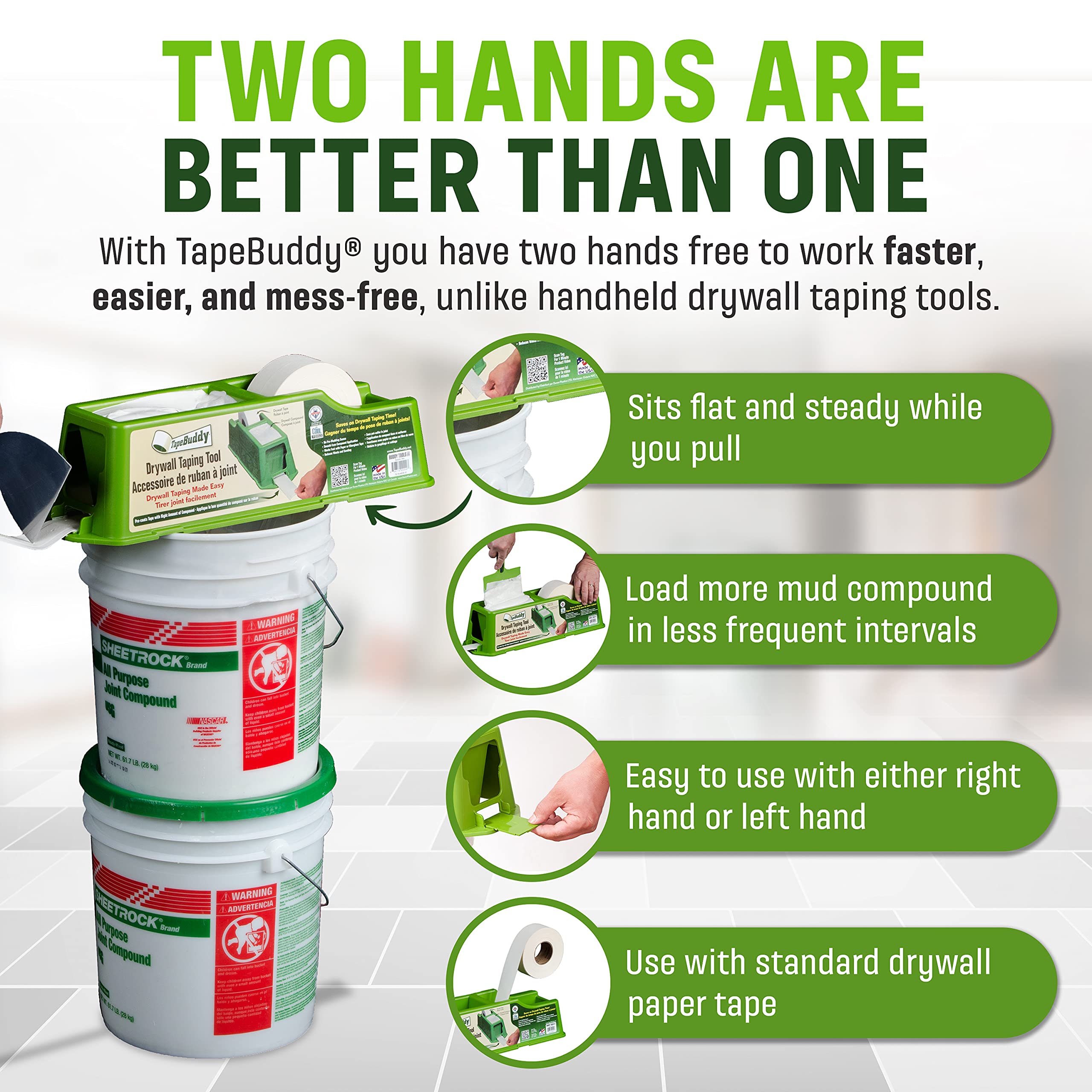 TapeBuddy by Buddy Tools LLC FreeStanding Drywall Taping Tool Mess