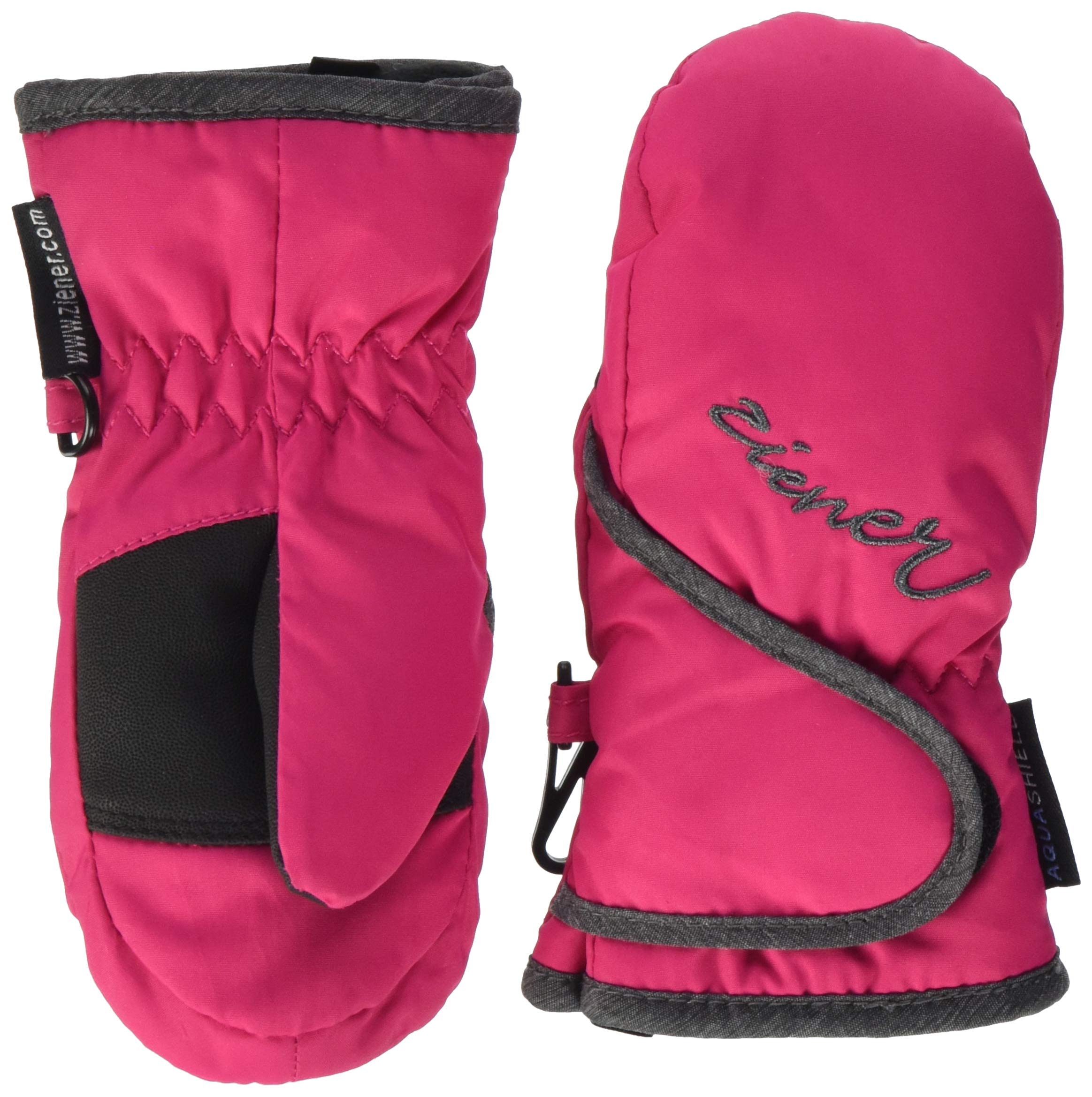Ziener Lollo Unisex Children's Ski Gloves, Pop Pink.Dark Melange, 80 cm