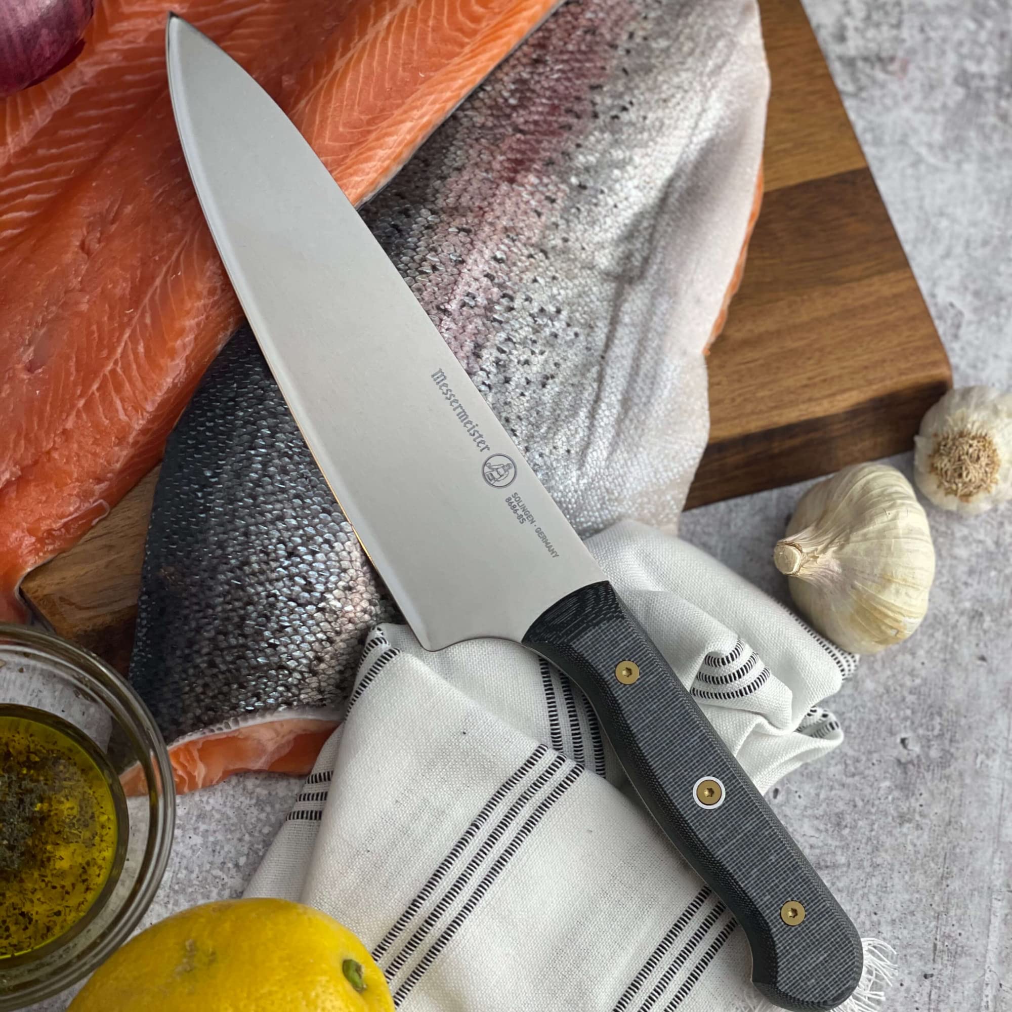 Messermeister Custom 8” Chef’s Knife, Terra Red - X50 German Stainless Steel - Rust Resistant & Easy to Maintain - Made in Solingen, Germany — Amazon image 6