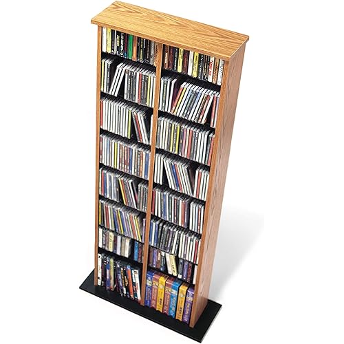 Prepac Double Multimedia Tower Storage Cabinet, Oak and Black