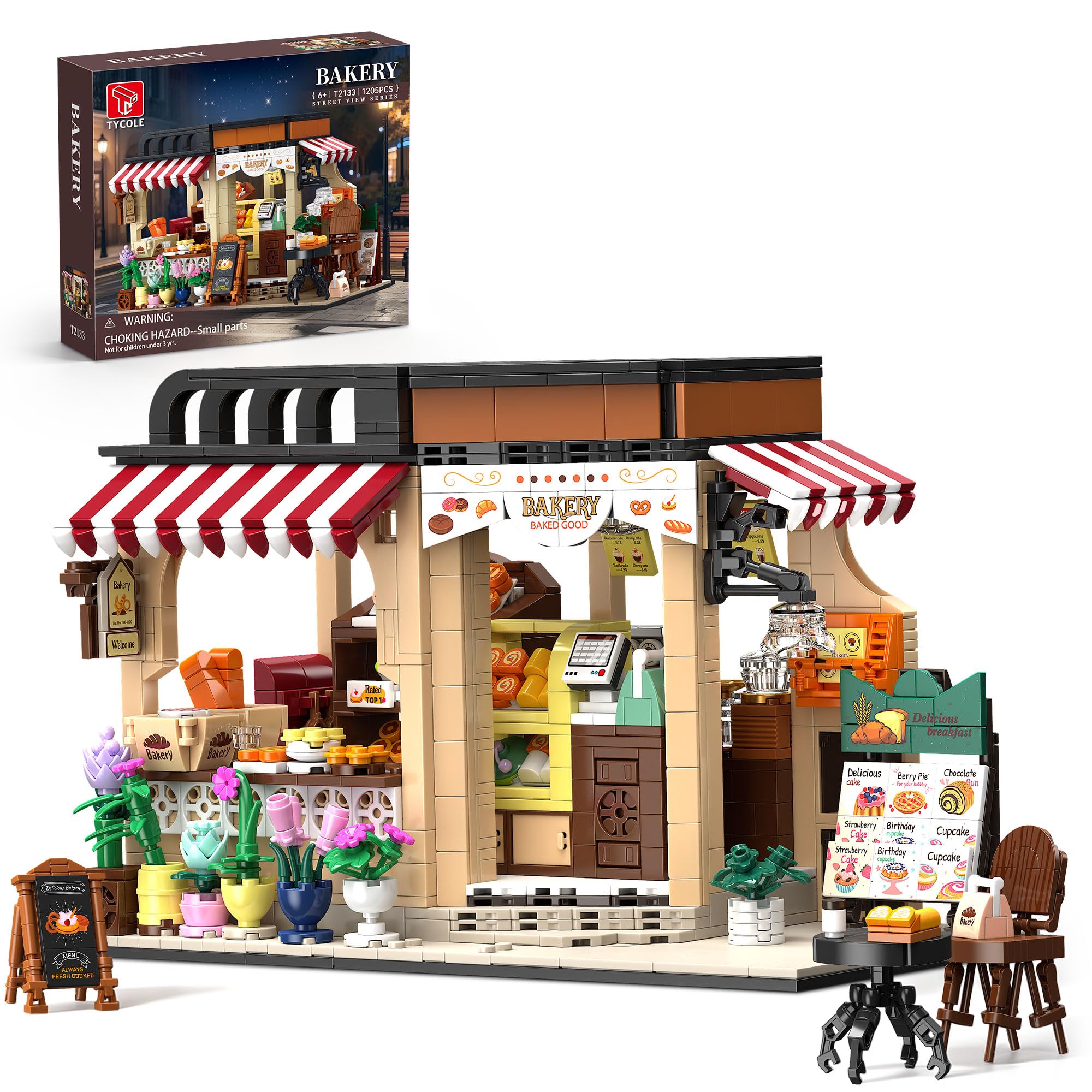 TYCOLE City Baking House Juego de Bloques de Construcción, 1205 Piezas de Juguete de Construcción con Temática de Comida Gourmet, Regalo de Cumpleaños para Niños y Niñas y Adultos de más de 6 Años