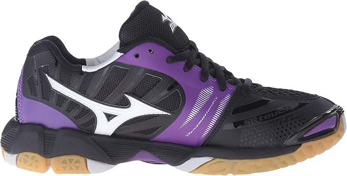 black and purple mizuno volleyball shoes