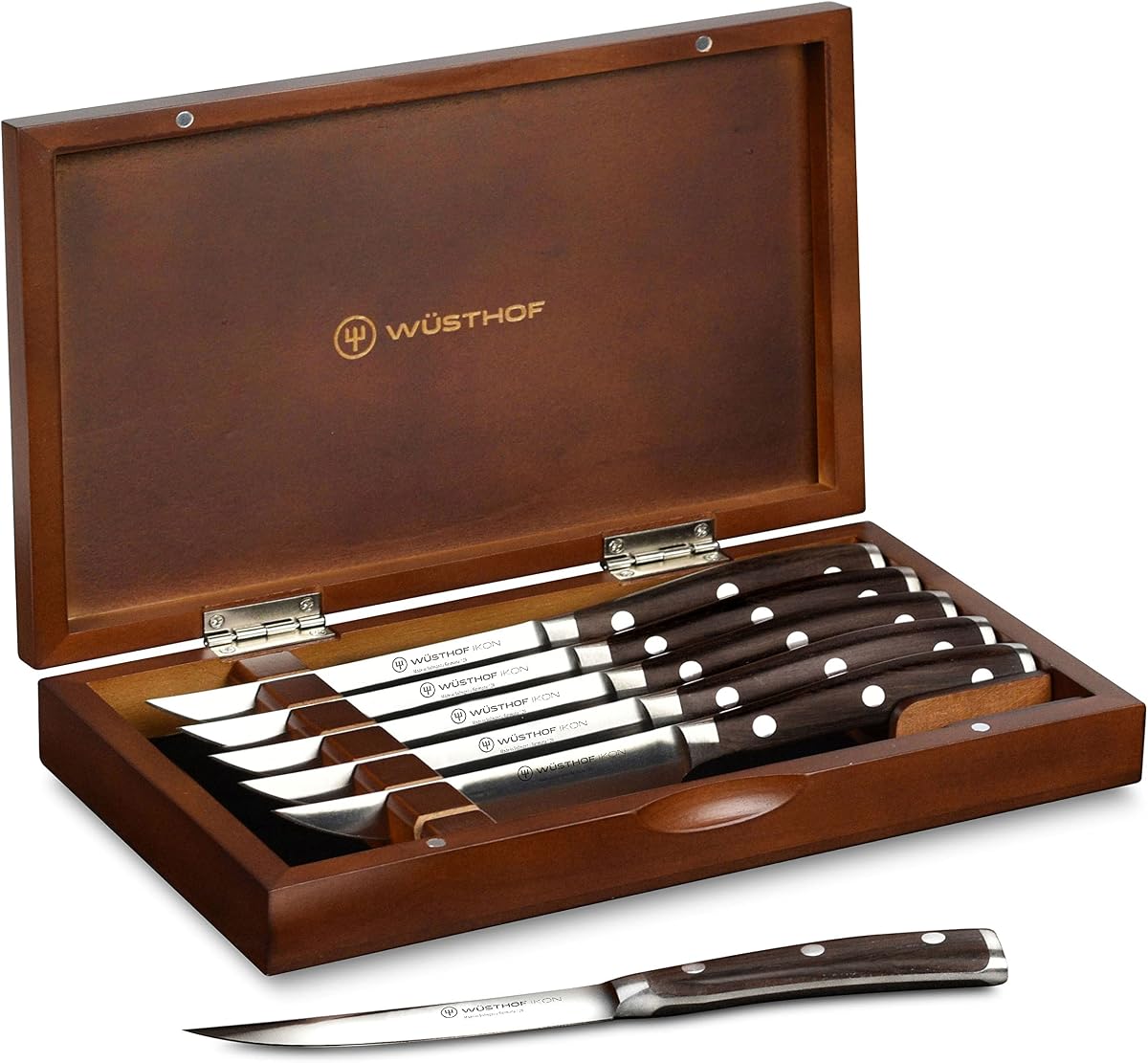 Wusthof IKON Blackwood 6 Piece Steak Knife Set with Case