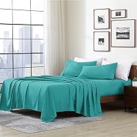 Vista 23 de Cathay Home Essentials Juego de sábanas de microfibra ultra suave, hipoalergénicas, resistentes a las arrugas, doble cepillado, color aguamarina