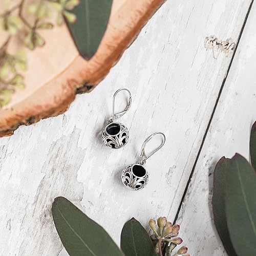 Vista 3 de Bottled Up Designs Aretes de encaje vintage hechos a mano, plata esterlina, ecológicos, fabricados en Estados Unidos, regalos de cumpleaños, día