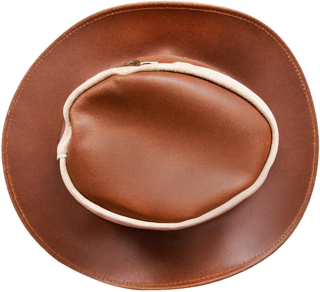 Infinity Leather Chapeau Australien Unisexe Style Western Cowboy Outback En Daim Veritable Cuir Daim