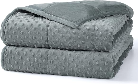 Alomidds Weighted Blanket (60"x80",20lbs Queen Size - Grey), Weighted Blankets for Adults, Breathable Soft and Comfort Minky,