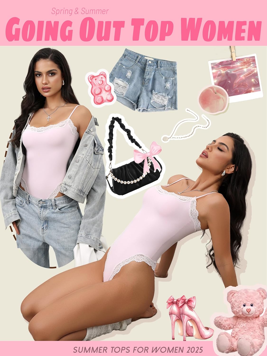 Starrylion Lace Body Suit Square Neck Tops for Women Sleeveless Spaghetti Strap Tank Top Bodysuits for Women Sexy Jumpsuit - Image 4