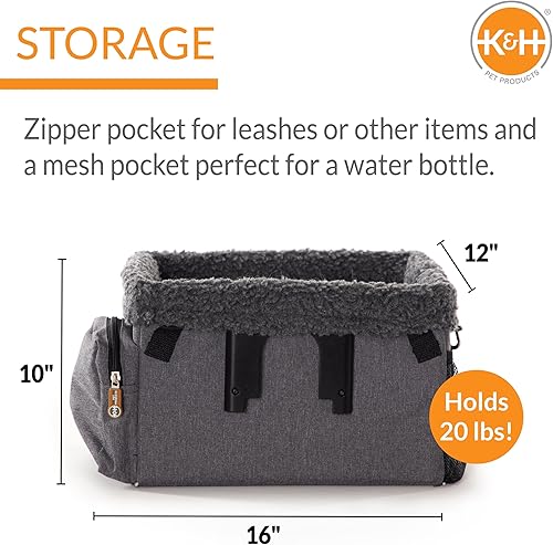 Miniatura 2 de K&H PET PRODUCTS Cesta de bicicleta de viaje para mascotas, color gris elegante, grande, 12 x 16 x 10 pulgadas