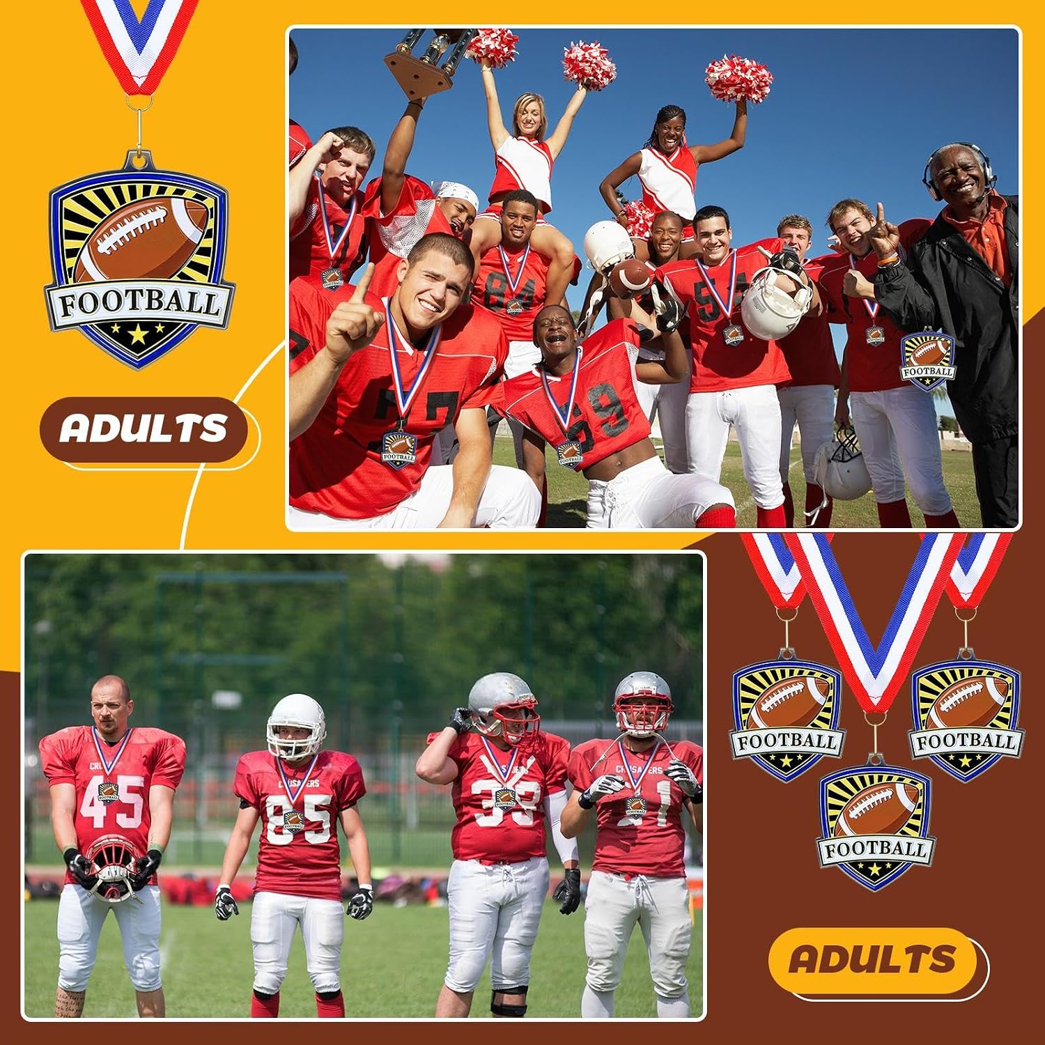 10/20 /30/40 Pcs Award Medals Bulk Sports Medals with Neck Ribbons 2.4 Inch Winner Award Trophy Prize Gift for Sports Themed Party Favors Tournaments Match