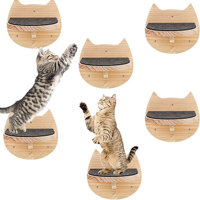 6 Pcs Cat Wall Furniture Wall Mounted Cat Wall Shelves