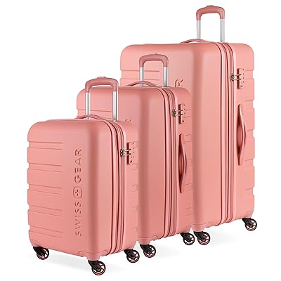 SwissGear 7366 Signature Hardside Expandable Luggage with Spinner Wheels, TSA Lock, Cup-Holder, Evening Haze, 3-Piece Set (19/23/27)