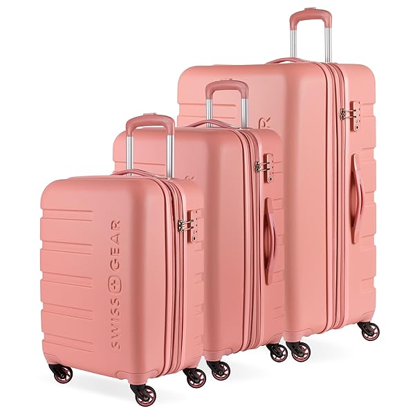 SwissGear 7366 Signature Hardside Expandable Luggage with Spinner Wheels, TSA Lock, Cup-Holder, Evening Haze, 3-Piece Set (19/23/27)