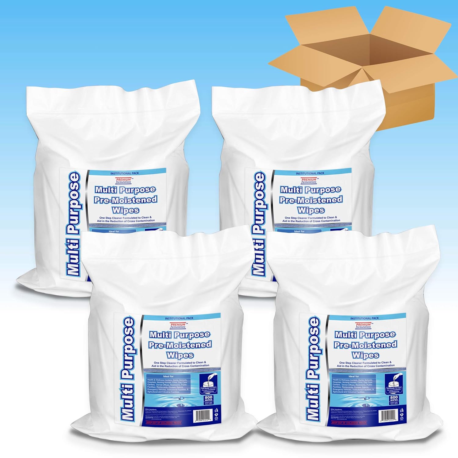 Wet Wipes Bulk Buy 4 x 800 Count Refill Bags (3200 Wipes